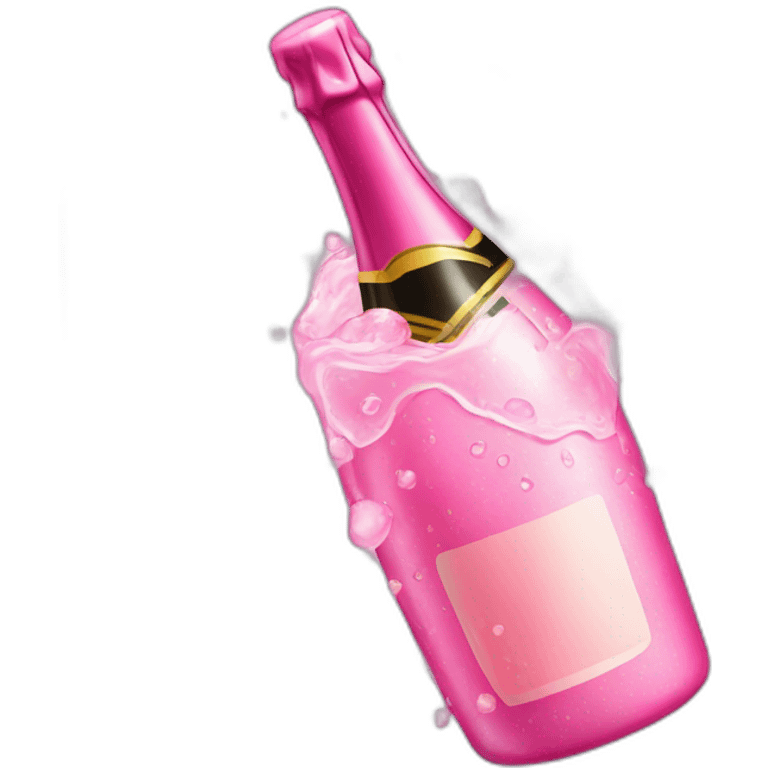 pink popped champagne bottle with drops of water emoji