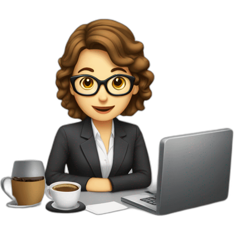 Secretaria computador e tomando cafe emoji