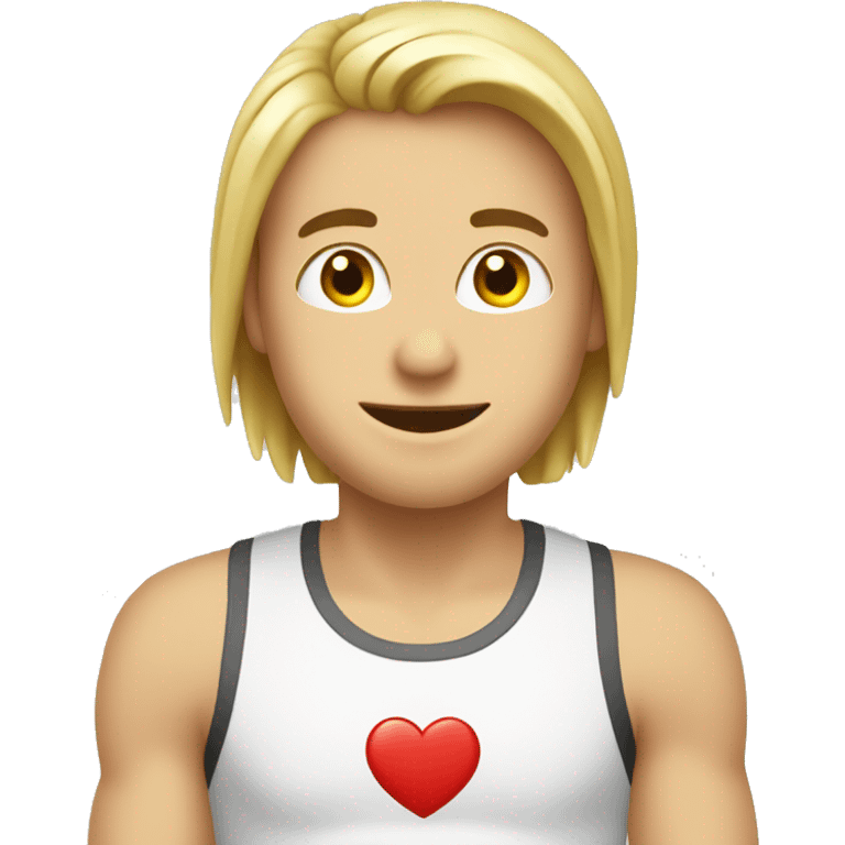 Caucasian healthy energy emoji wearing a tank top with a heart on the front emoji