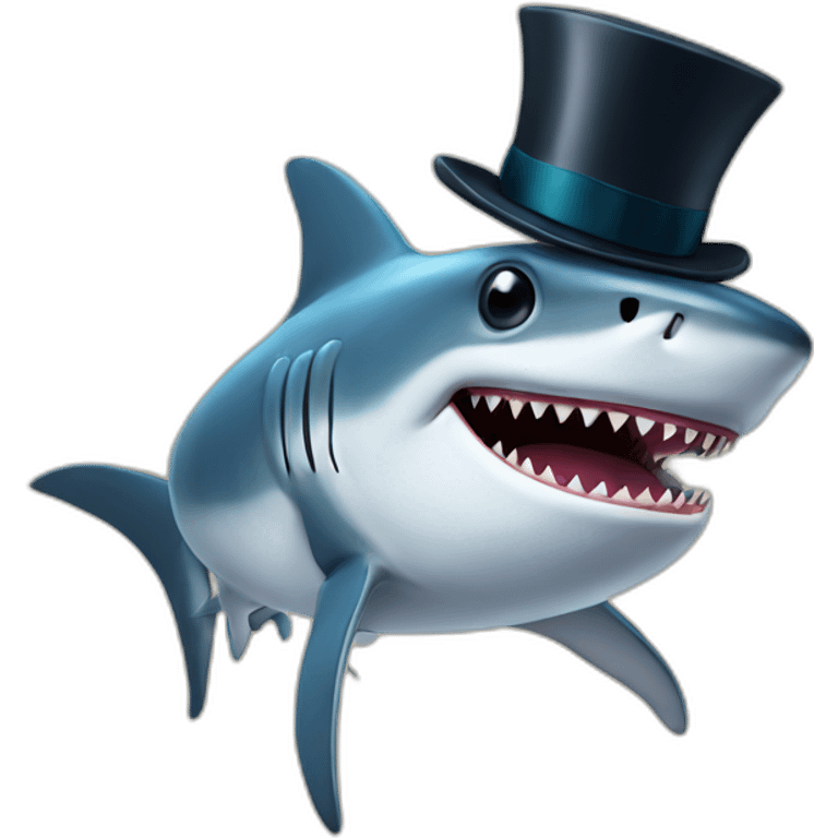 Shark with a top hat emoji