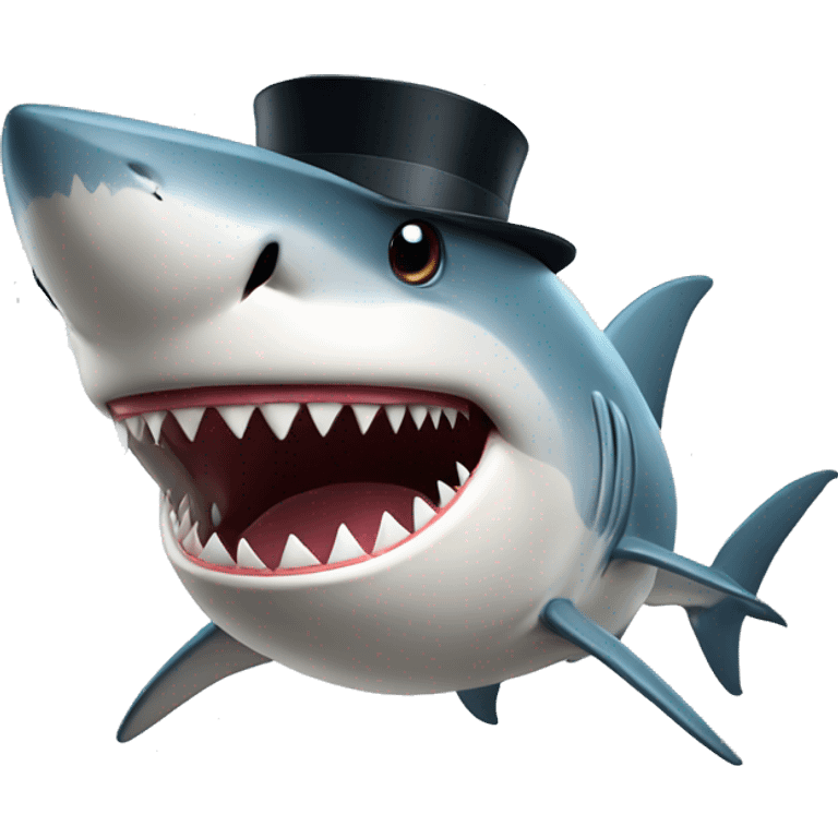 Shark with a top hat emoji