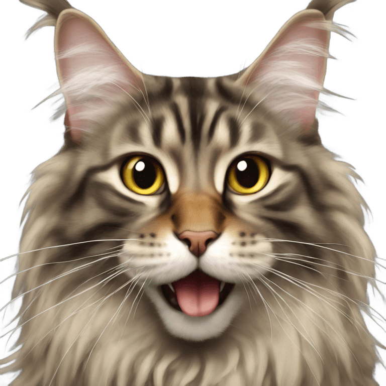 Maine Coon with a stupid face and butterfly on his mouth  emoji