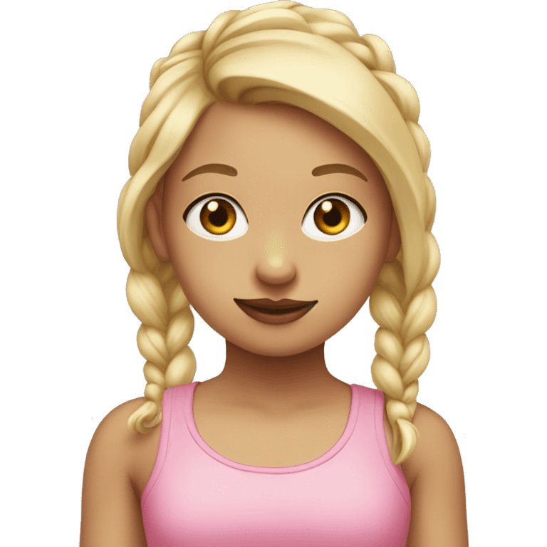 Girl with blonde pigtails,pink tank top, eyes hazel emoji