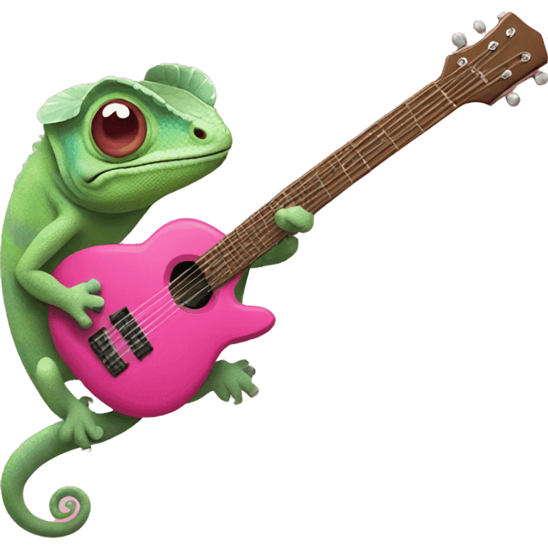 chameleon playing pink guitar  emoji