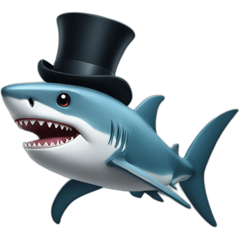 Shark with a top hat emoji