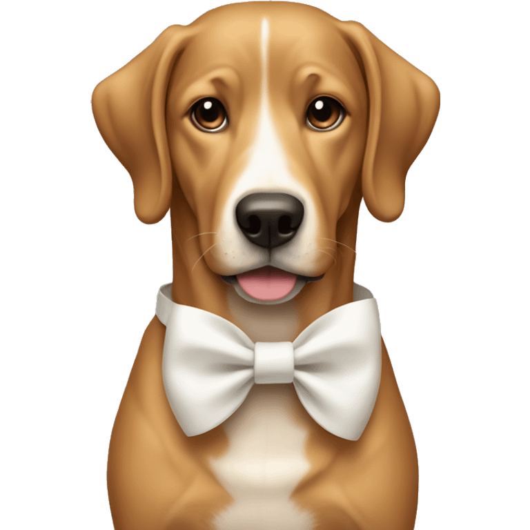 Light brown dog with white bow around neck  emoji