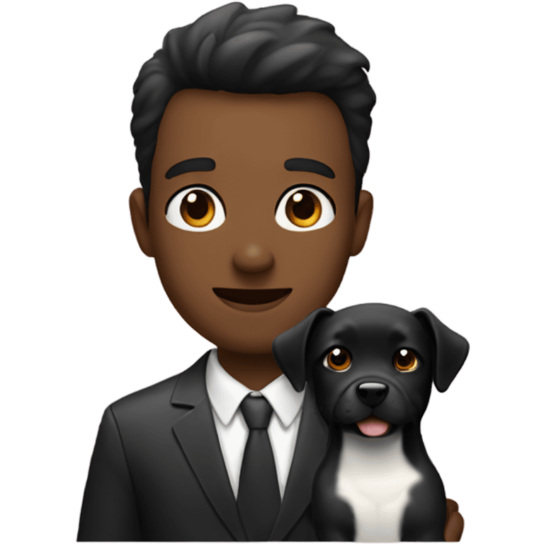 Cutie pieces with a guy and a black dog emoji