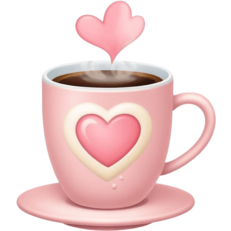 A cute coffee cup that emits warm steam, soft pastel colors, and a heart-shaped design - cozy and inviting! emoji