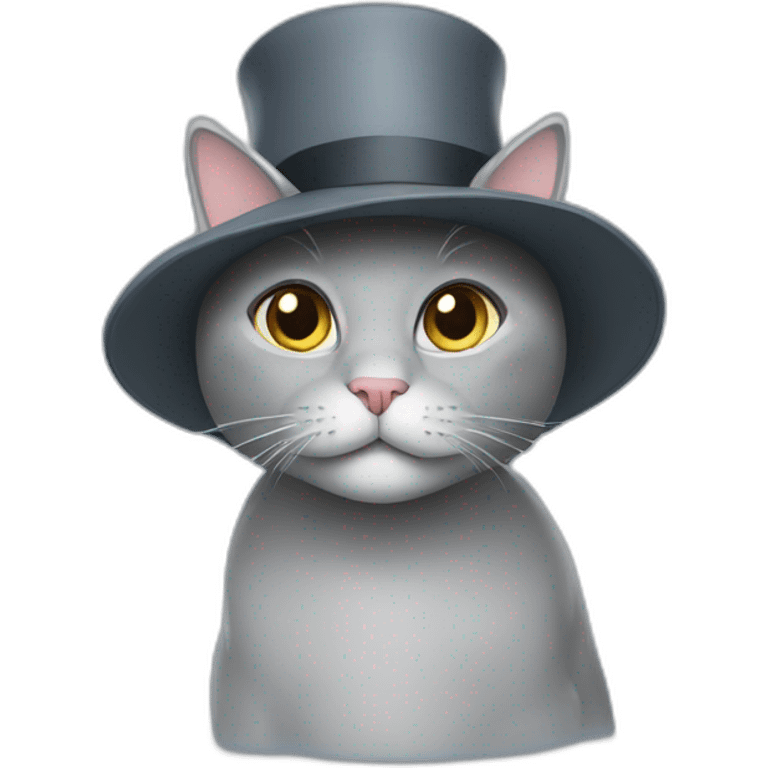 grey cat with hat emoji