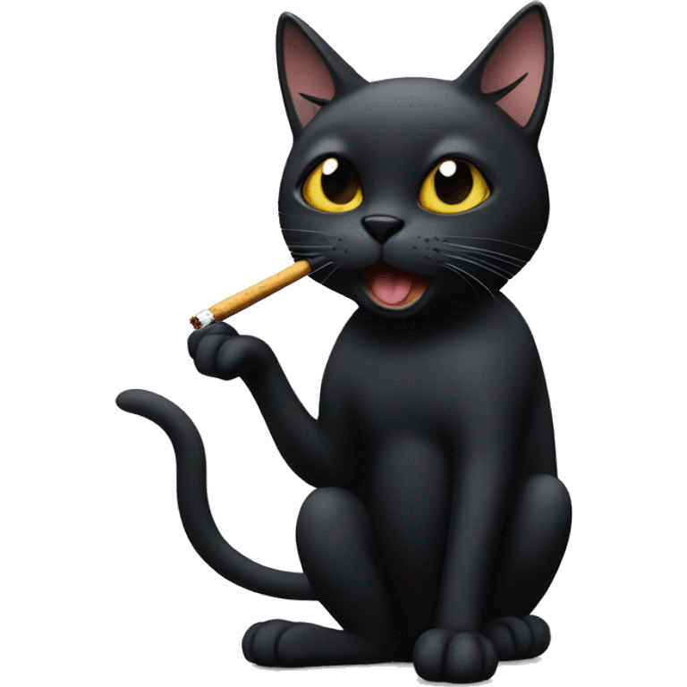 Black cat smoking a cigarette emoji