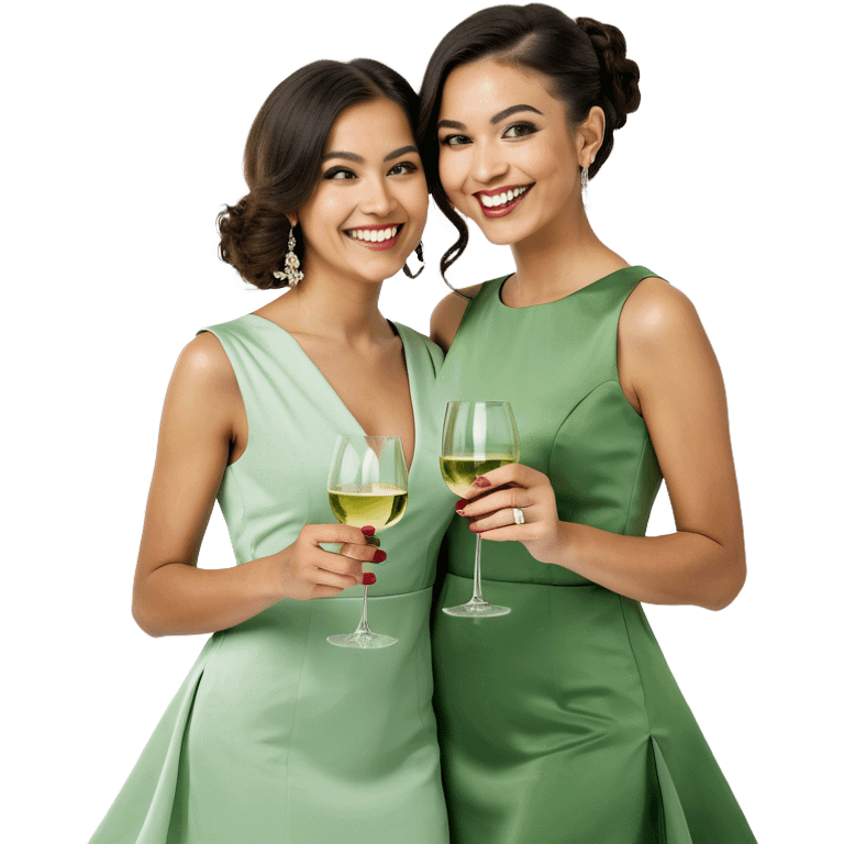 Two girls toasting with wine emoji