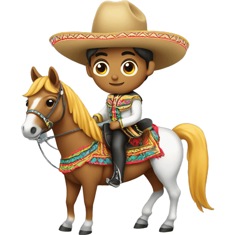 Charro uniform Mexican boy on a horse wearing a charro hat  emoji