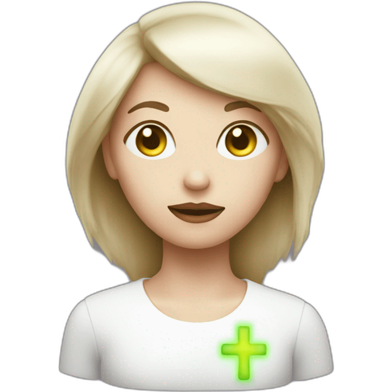 woman with glowing eyes and inverted cross emoji