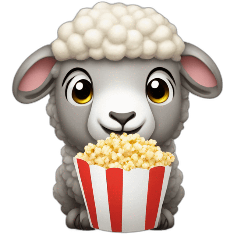 Cute Sheep holding popcorn emoji