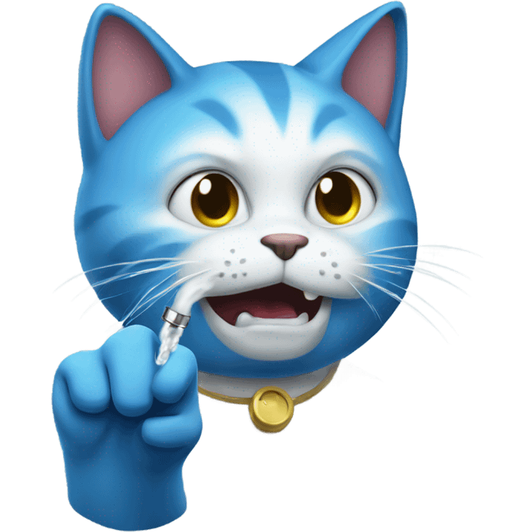 Blue cat vaping  emoji