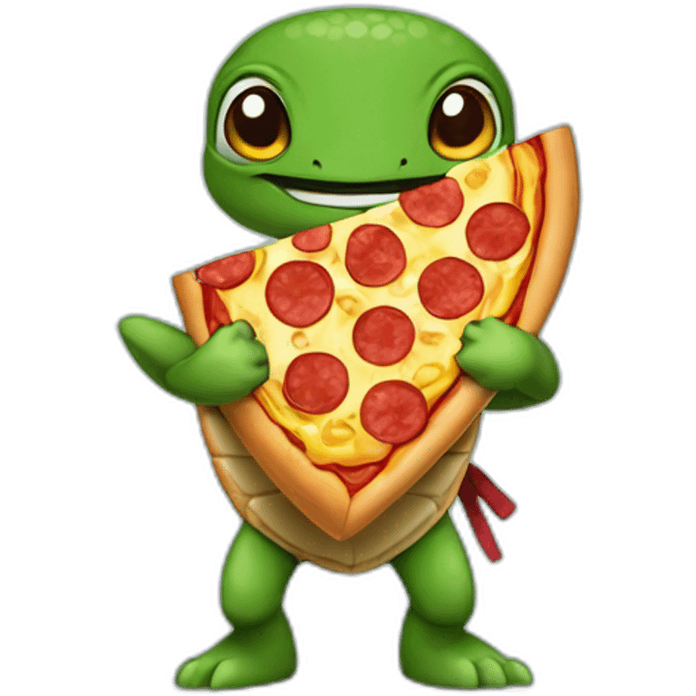 Turtle ninja with a big pizza emoji