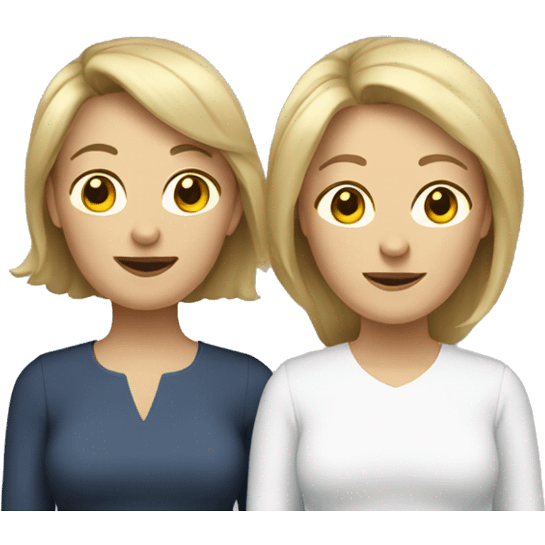 two middle-aged woman with brown hair and blonde hair emoji