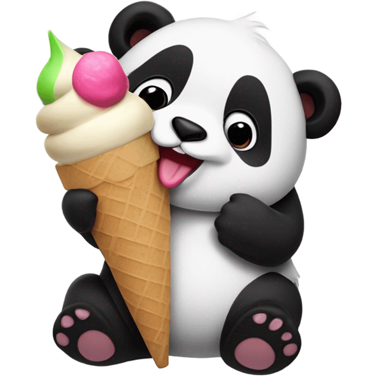 Panda eating ice cream emoji