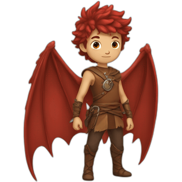 Boy Brave brown dragon red emoji