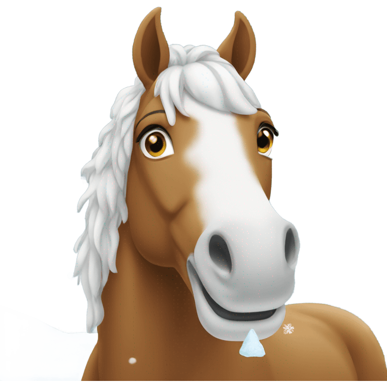 Horse eating snow emoji