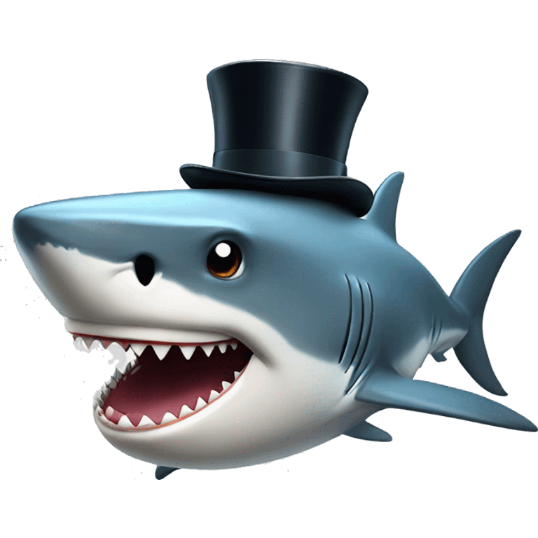 Shark with a top hat emoji