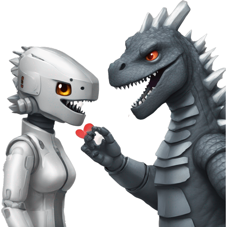 Godzilla and Mechagodzilla in love emoji