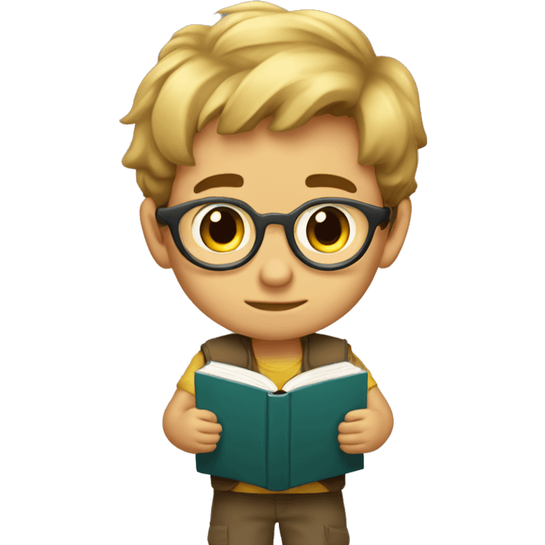 Niño rubio con pelo de libro muy fuerte emoji