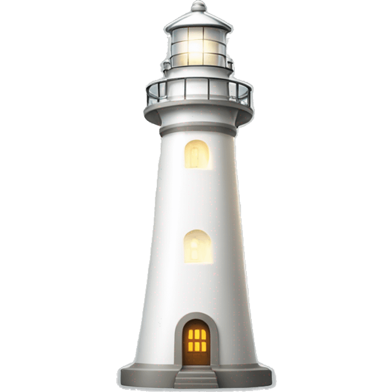 A white Lighthouse with light shining out in beams emoji