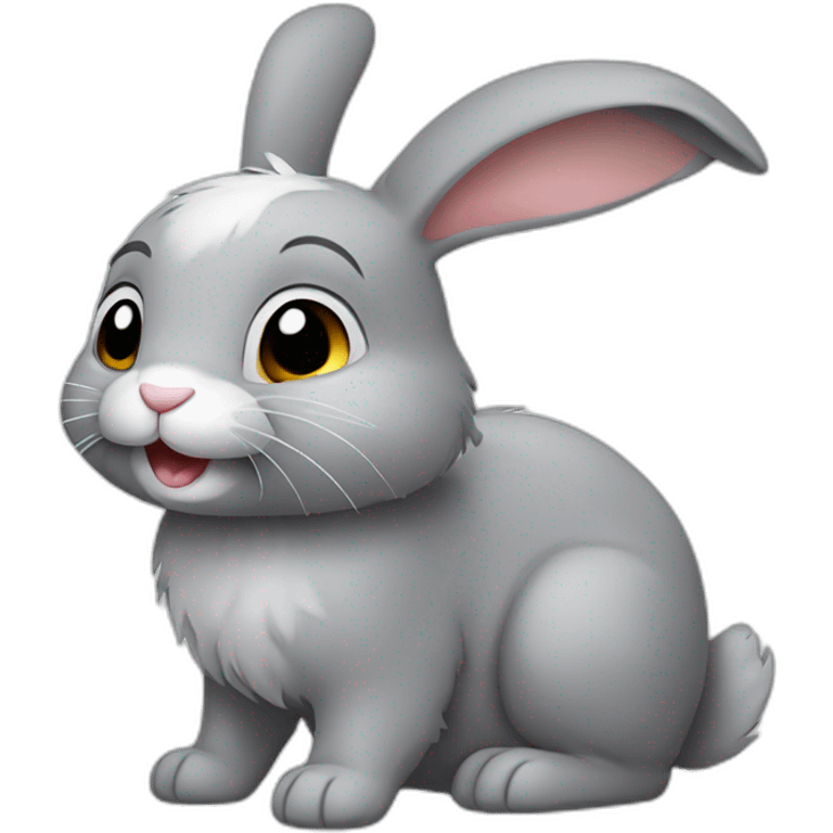 happy grey bunny with lop ears emoji