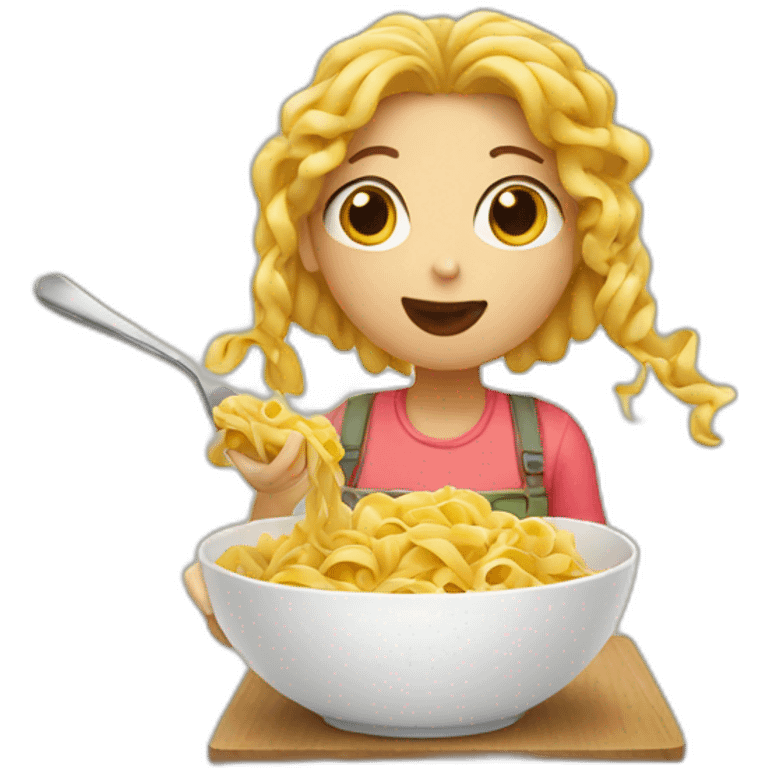 Girl eating pasta emoji