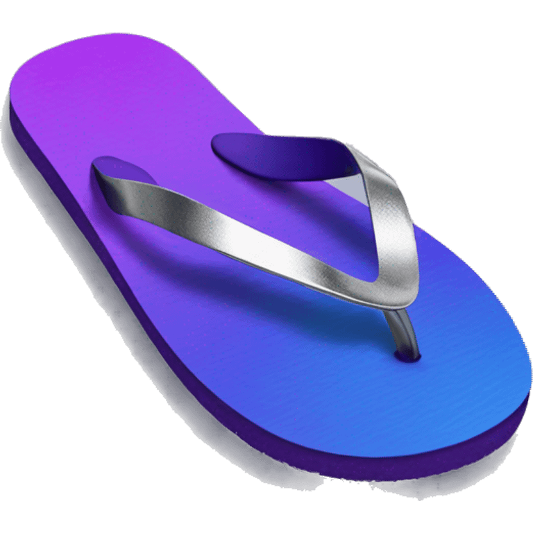 Realistic dark purple to blue ombre flip flops with metallic silver accents. emoji