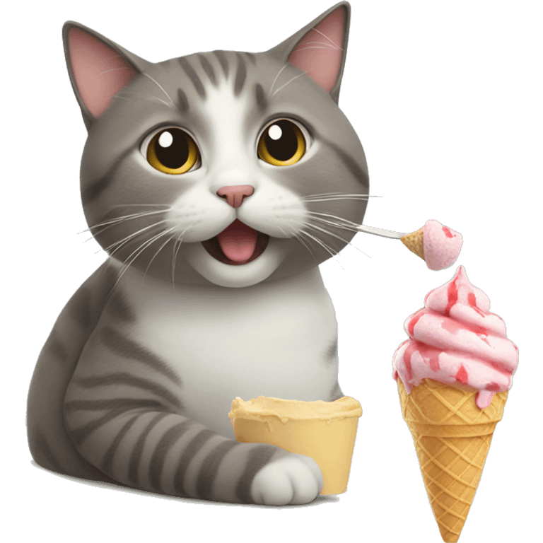 Cat eating ice cream emoji