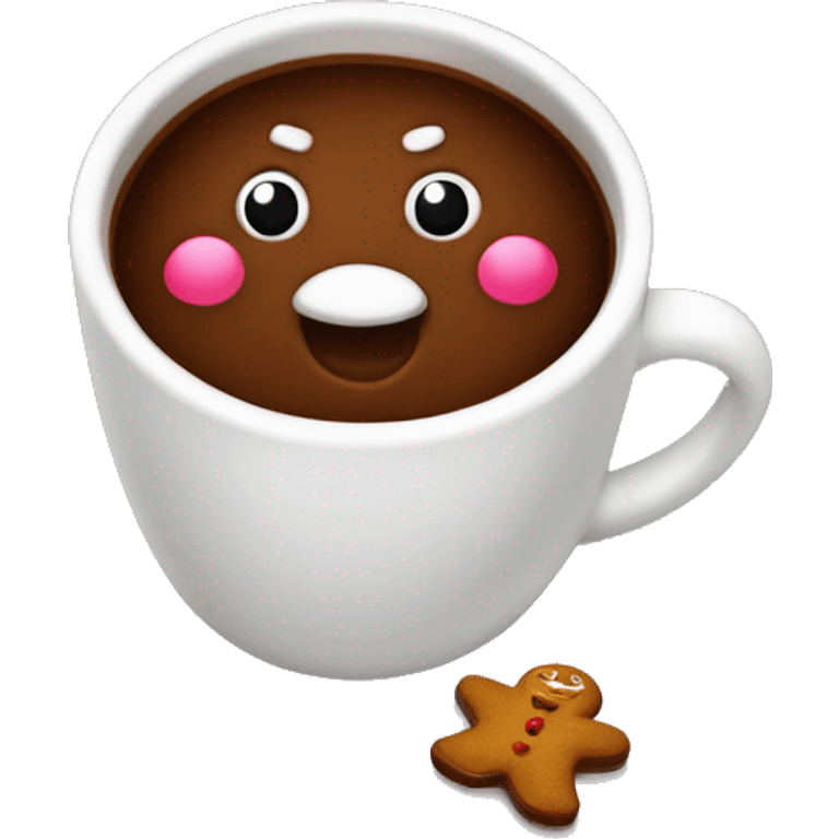 Holiday sweet cocoa with a gingerbread man  emoji