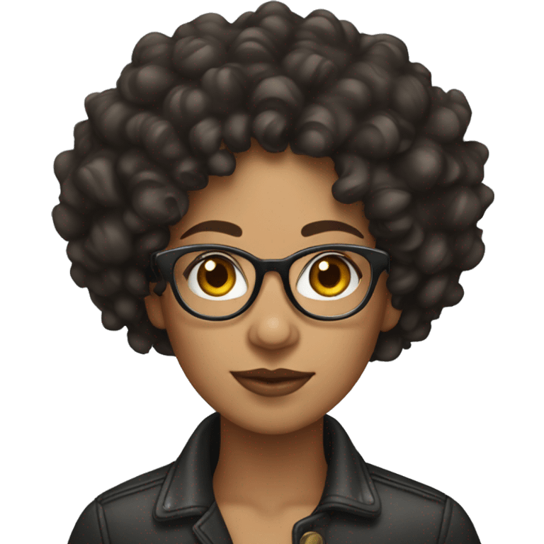 Lightskin dark curly hair woman with glasses  emoji