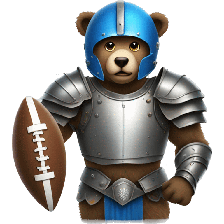 blue eyes bear in armor playing football emoji