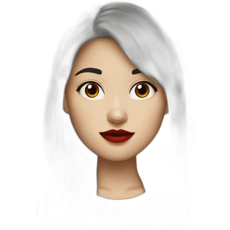 White-canada-girl-black-bangs-red-lipstick emoji