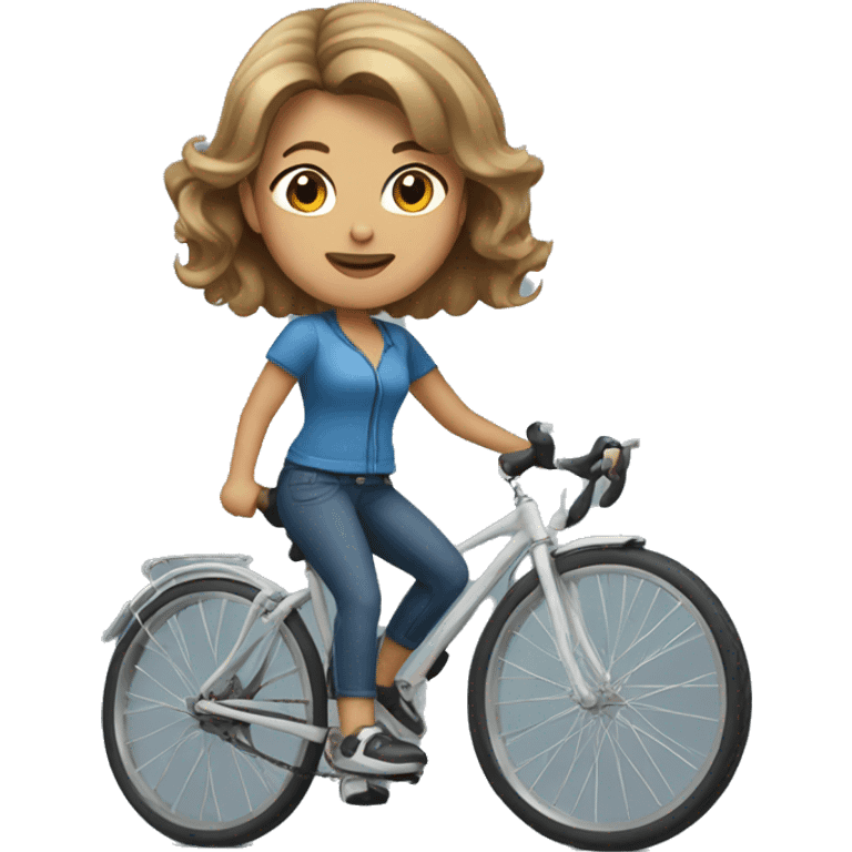 women with brown hair and blond highlights on a bike  emoji