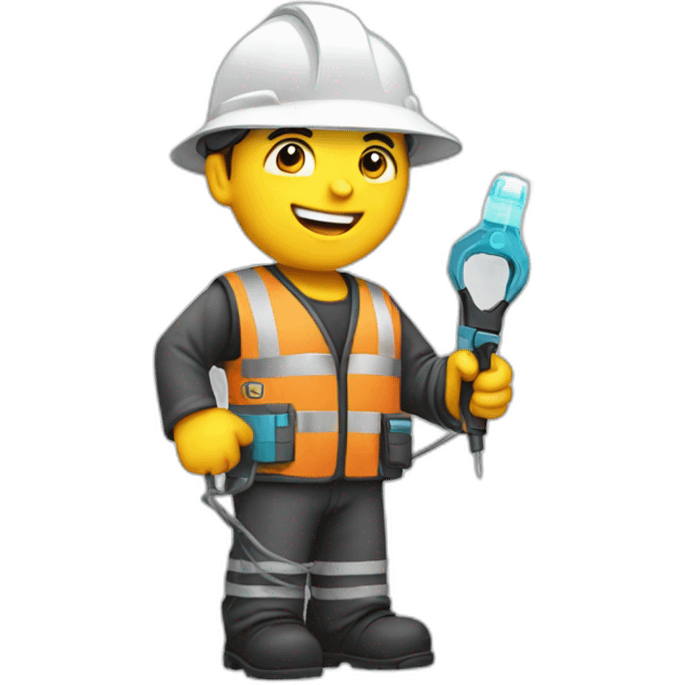 technician with fiber optic cable in one hand emoji