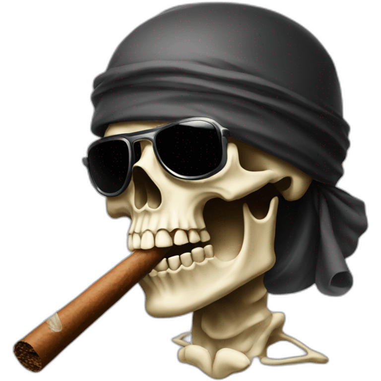 blindfolded skull smoking a cigar emoji