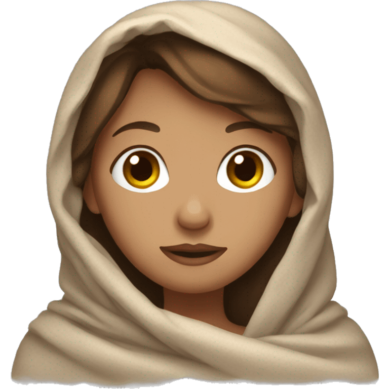 Brown hair girl wrapped in blanket  emoji