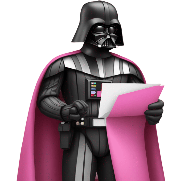 darth vader in pink suit holding email envelope with one hand  emoji