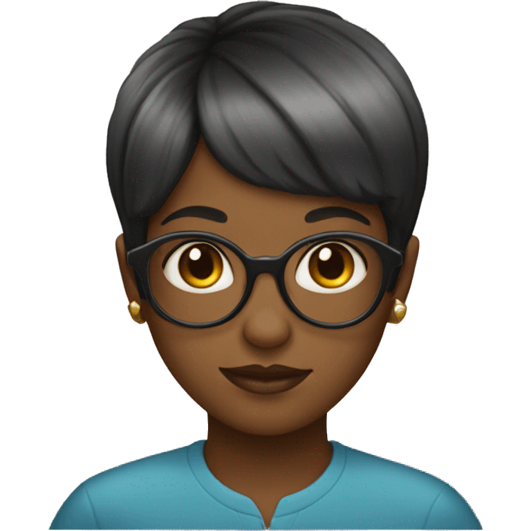 A black girl who wears glasses with a bowl haircut emoji