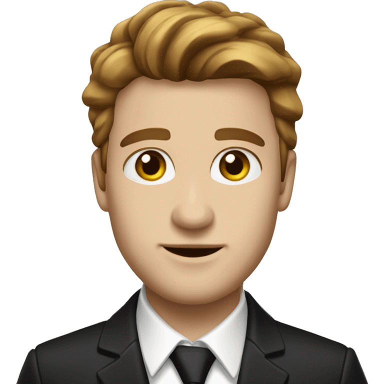 Man with black suit gold chain brown hair hazel green eyes white skin  emoji