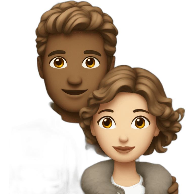 Brown hair couple in paris emoji