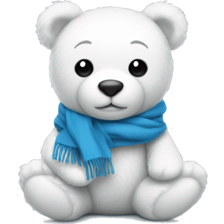 white teddy bear with a blue scarf emoji