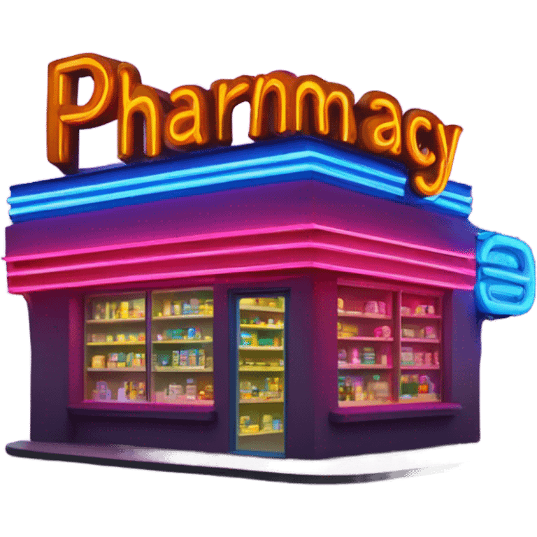 Neon pharmacy shop sign emoji