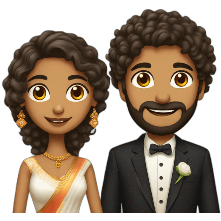 south indian girl with curly hair marrying south indian guy with straight hair and beard emoji