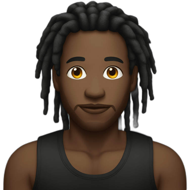 Black man with dreads and a black tank top emoji