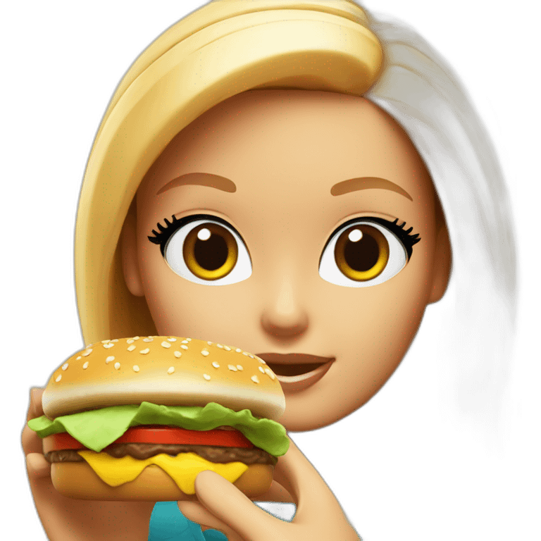 Barbie eating burger emoji