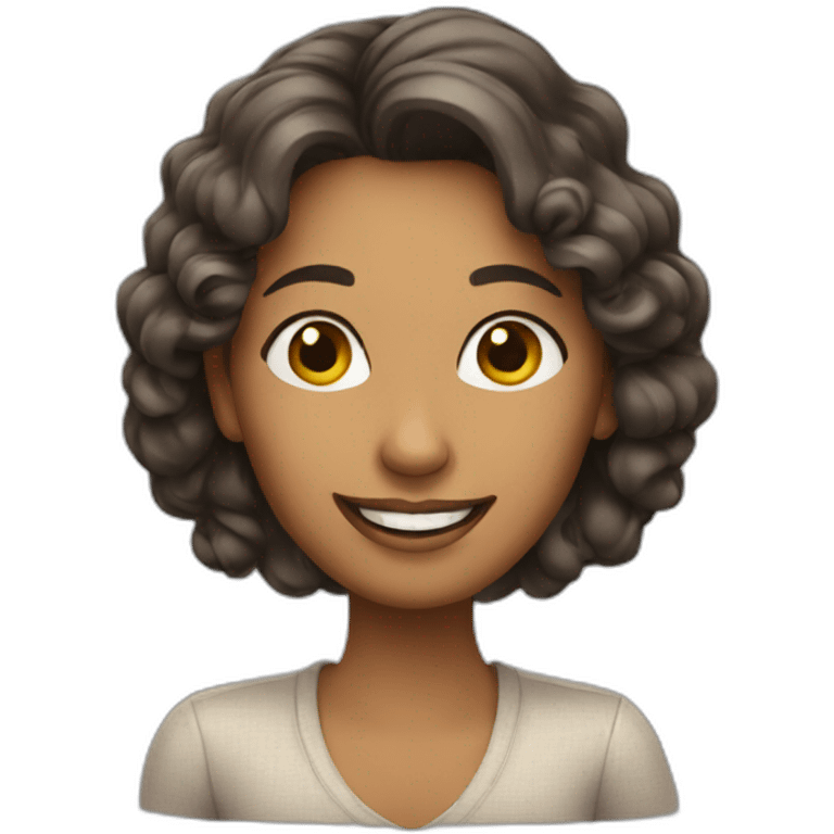 A woman greets emoji